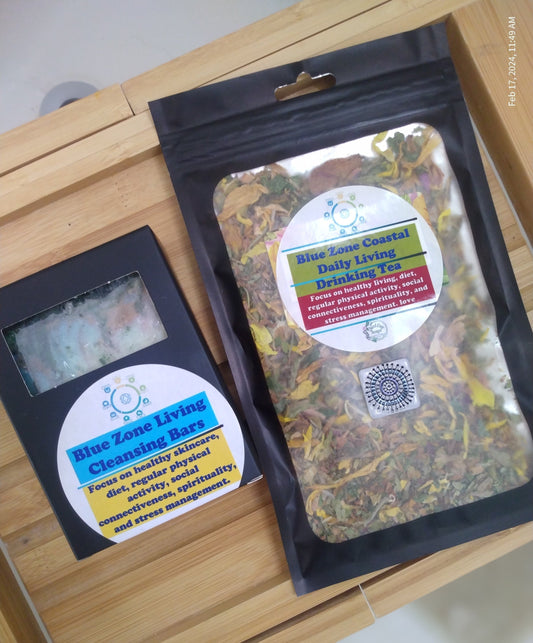 Blue Zone living soap bar and refreshing tea combo. Inspired to encourage practices in living longer.