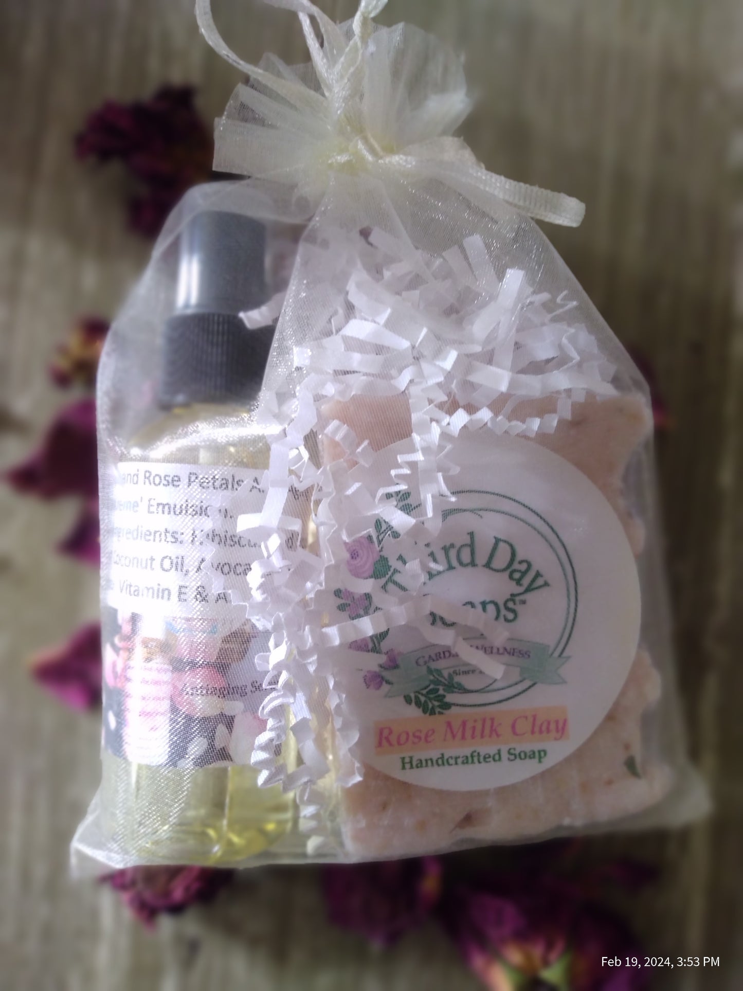 Rose' Blush Garden Handmade Soap and Body Oil moisturize set.