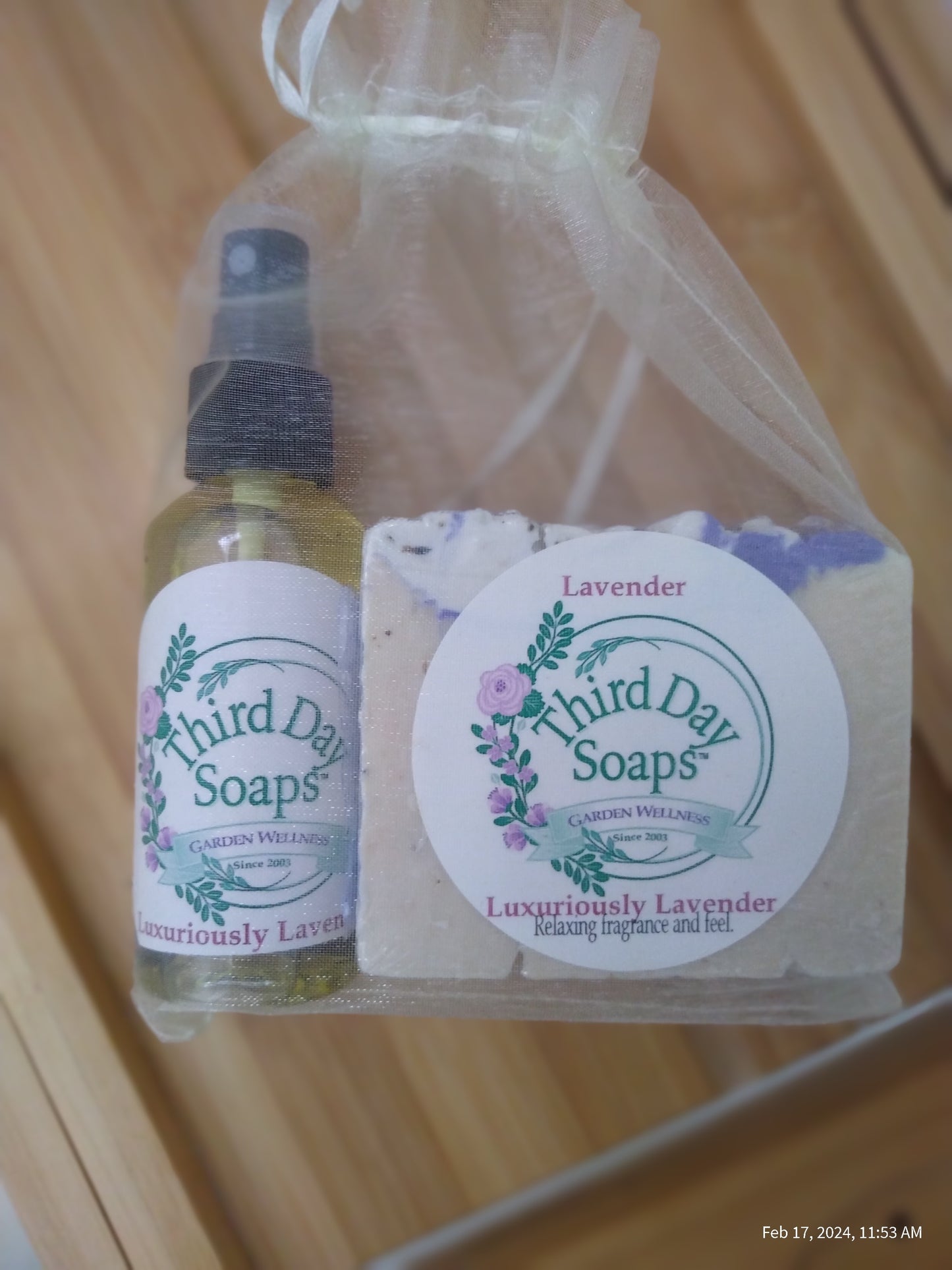 Lavender Lush Body Care Moisture Set. Lavender Soap Bar and Lavender Body Oil.