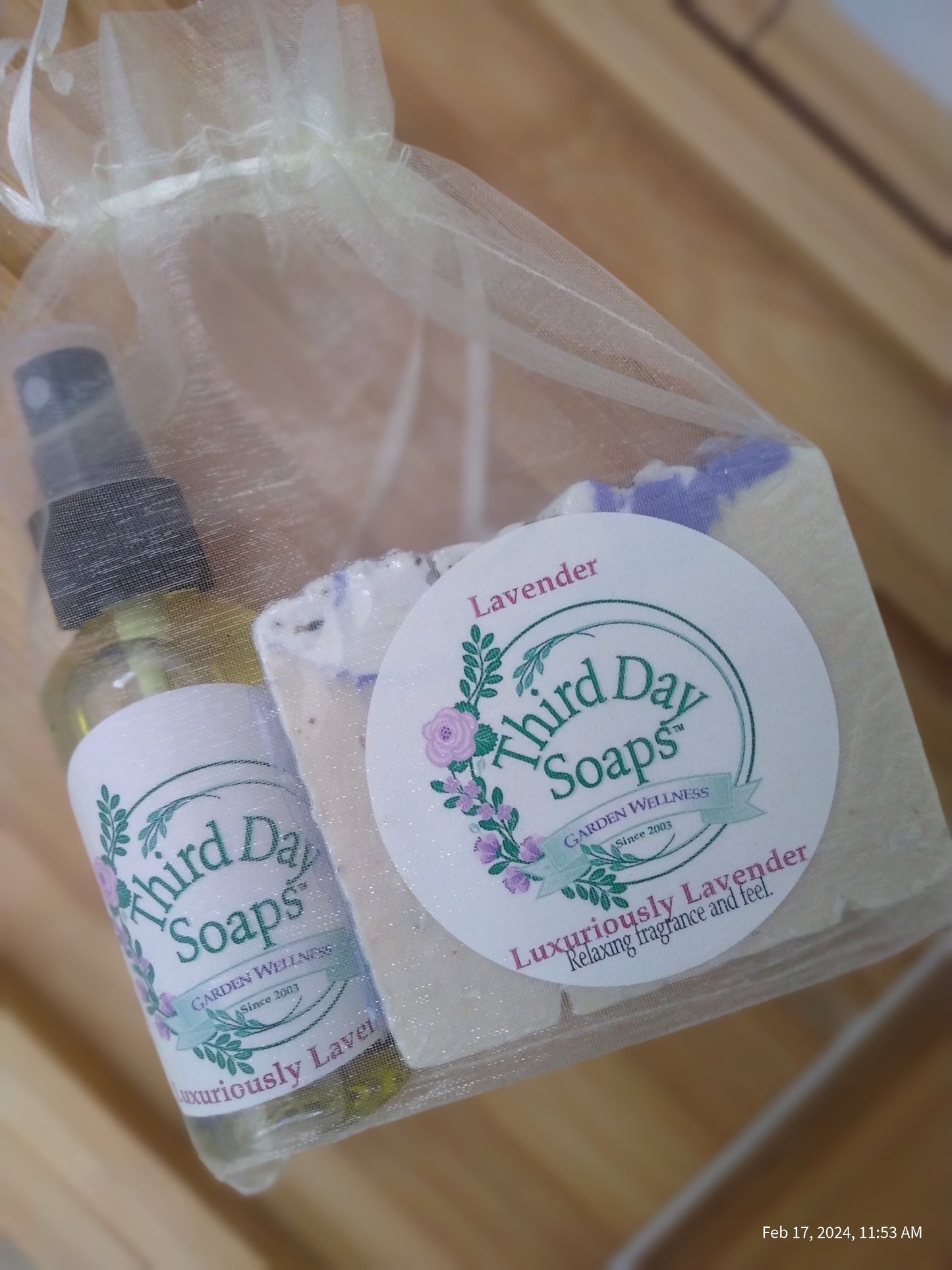 Lavender Lush Body Care Moisture Set. Lavender Soap Bar and Lavender Body Oil.